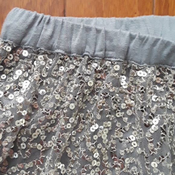 Le fromage et l'orange silver sequin skirt sz 10 - Picture 2 of 5